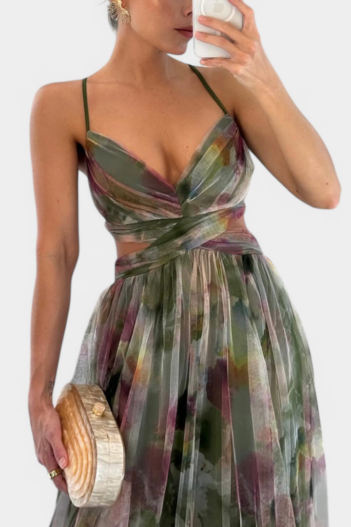 Magdalena Maxi Haljina s Cvjetnim Uzorkom i V-Izrezom