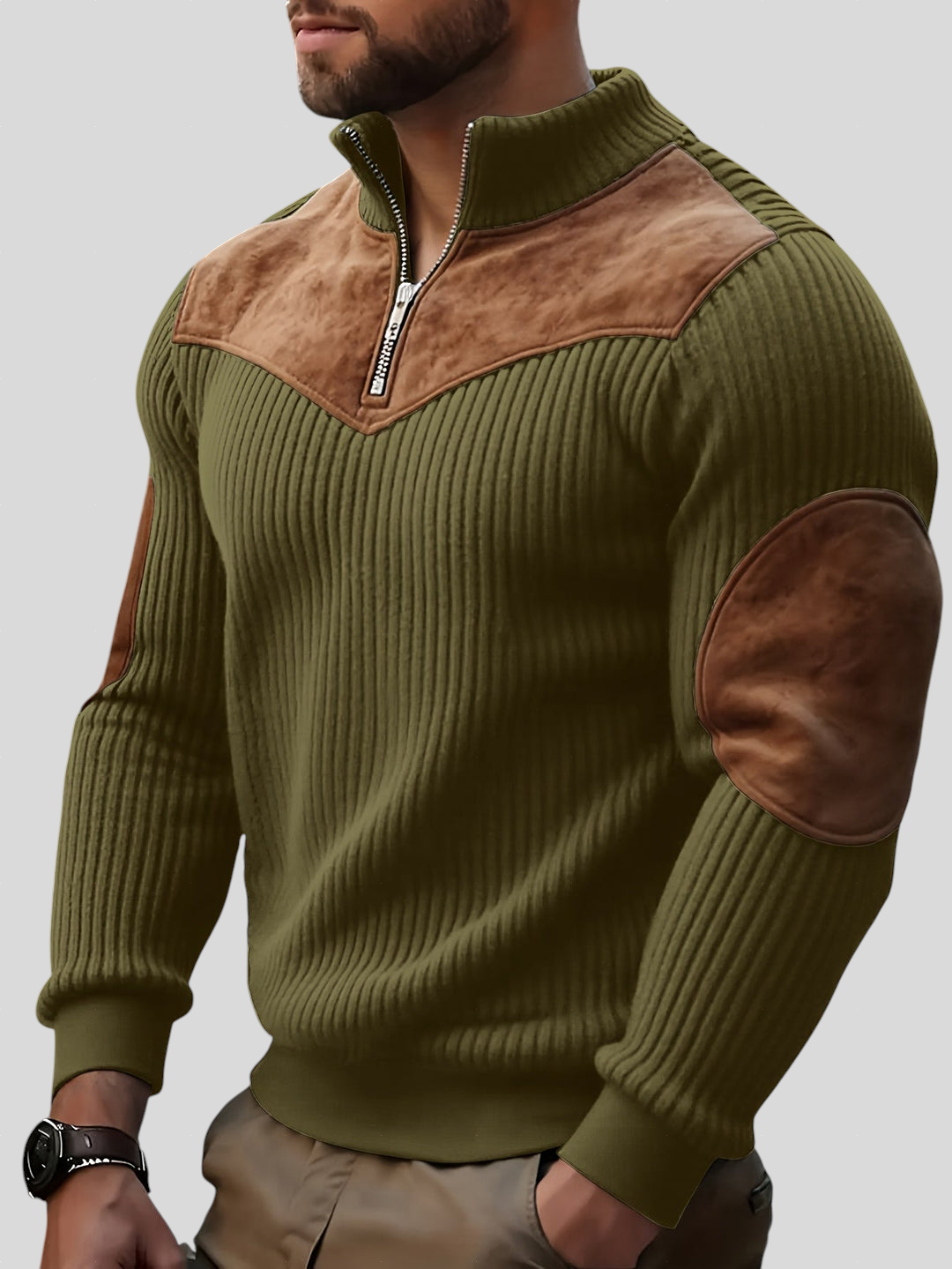 Kortez – Ležerni Pleteni Pulover s Poluzipom