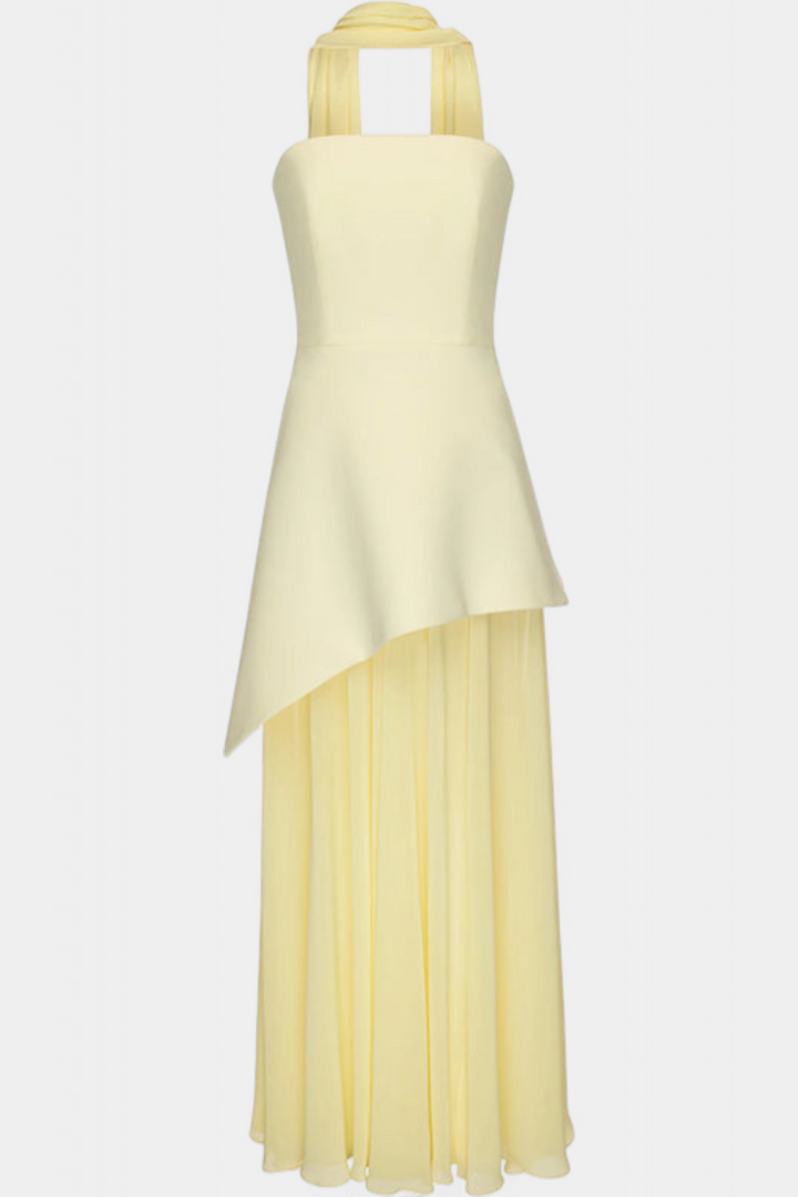 Rajna Maxi Haljina bez Rukava od Chiffona s Bočnim Raskorakom