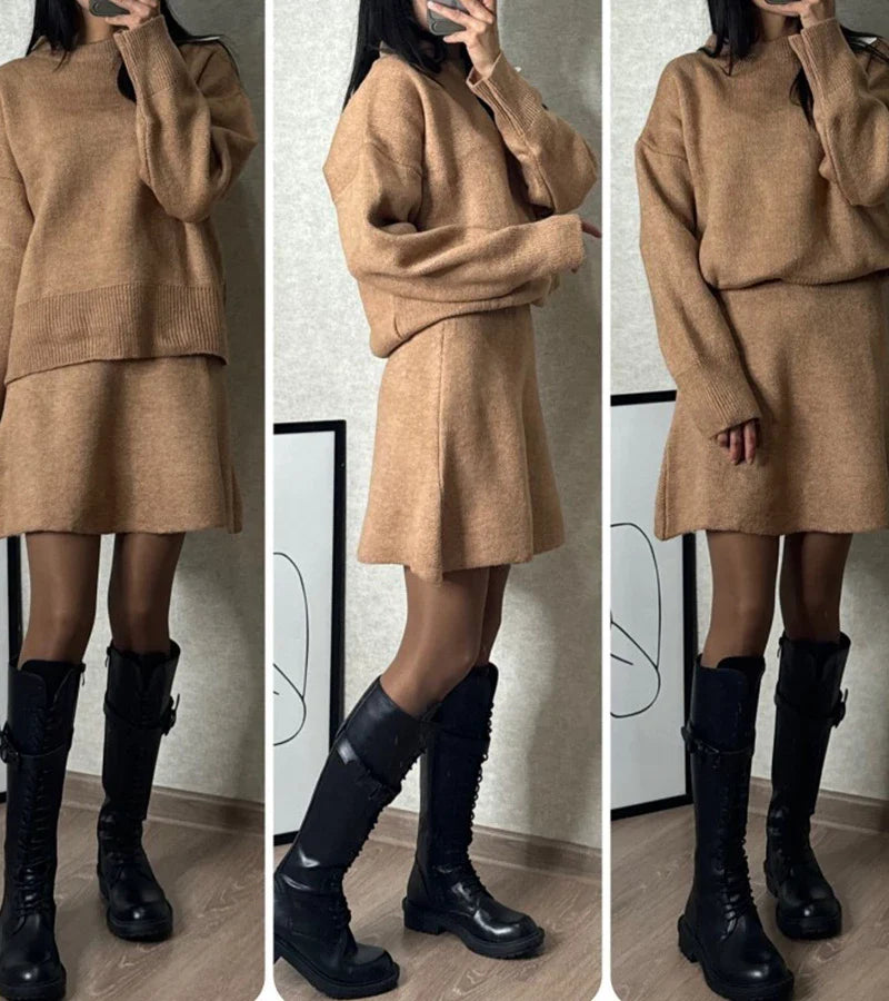 Velara - Pleteni Set - Oversize Pulover + Minica