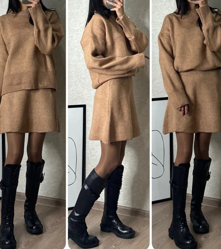 Velara - Pleteni Set - Oversize Pulover + Minica