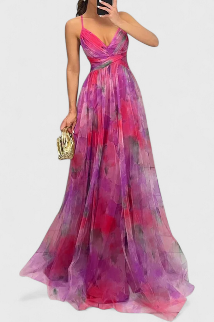 Magdalena Maxi Haljina s Cvjetnim Uzorkom i V-Izrezom