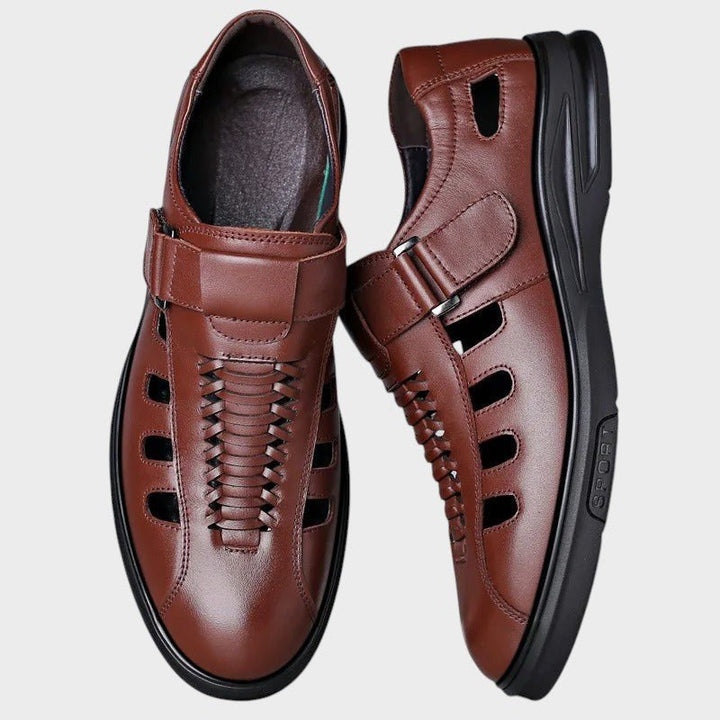 Steffen - Brune športne sandale od prave kože