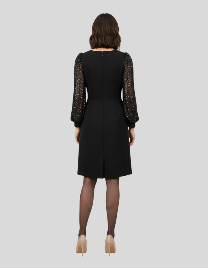 Avora – Elegantna Haljina S Balon Rukavima I Patchwork Detaljima