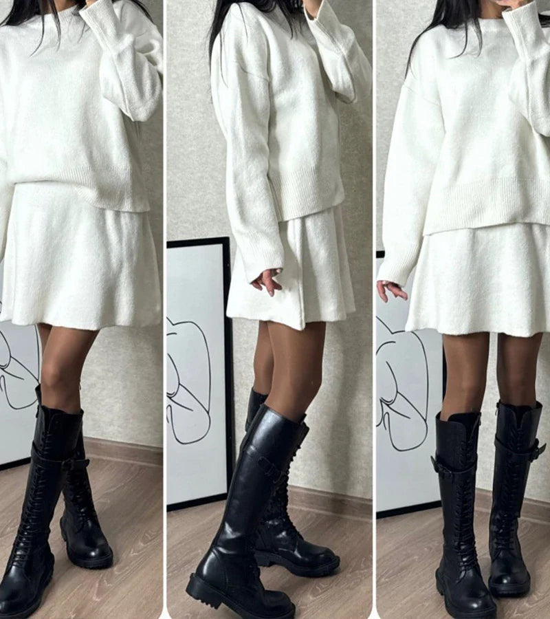 Velara - Pleteni Set - Oversize Pulover + Minica