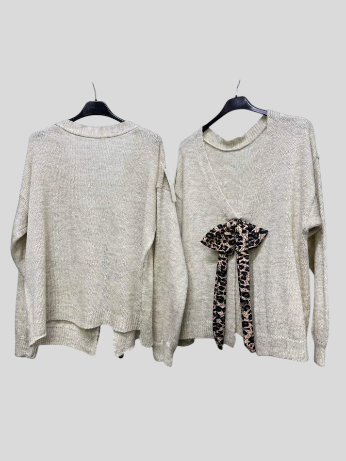 Maglia - Cozy Chic S Animal Uzorkom I Mašnom Na Leđima