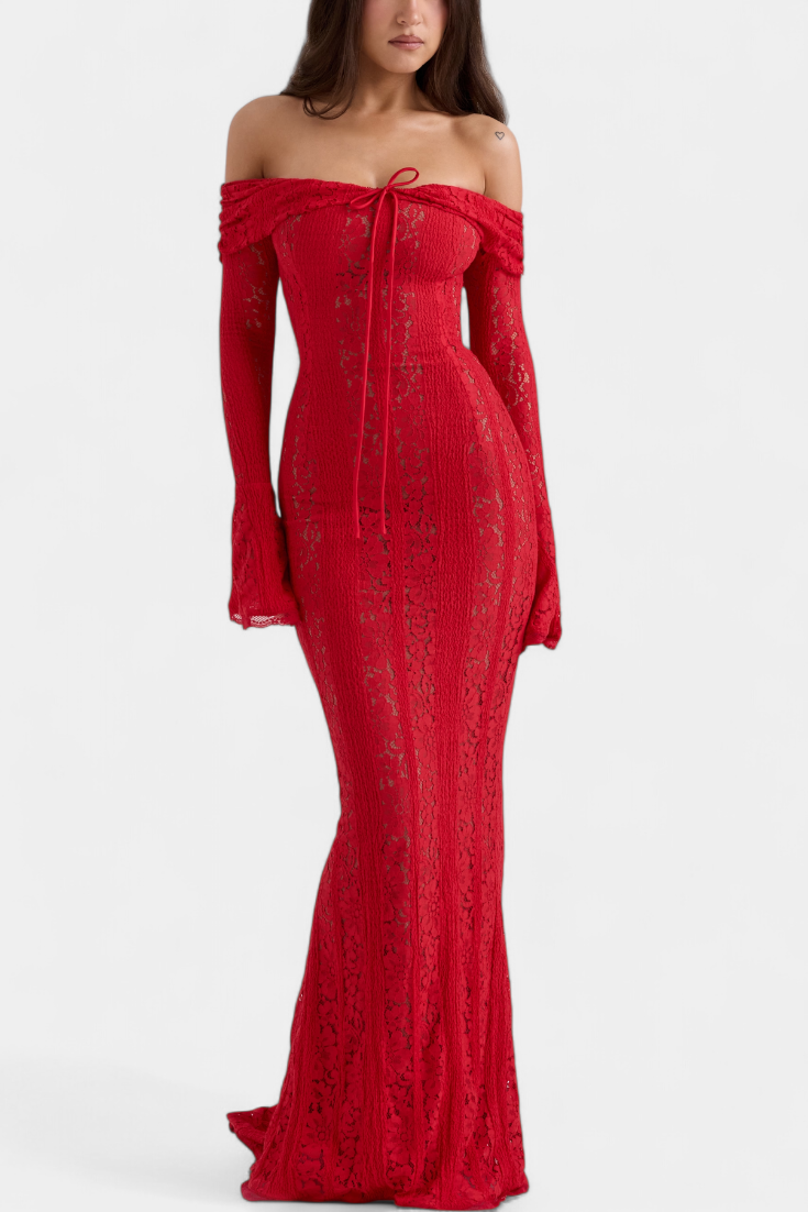 Josipa Maxi Haljina s Otvorenim Ramena od Čipke