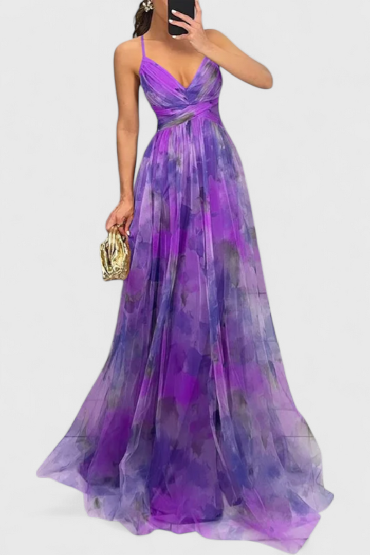 Magdalena Maxi Haljina s Cvjetnim Uzorkom i V-Izrezom